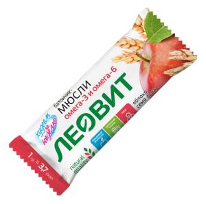 Батончик-мюсли Леовит с яблоком и семенем льна 30г