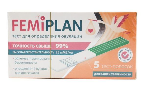Изображение товара Тест Femiplan для определения овуляции тест-полоска №5 Тест Femiplan для определения овуляции тест-полоска №5 фотография