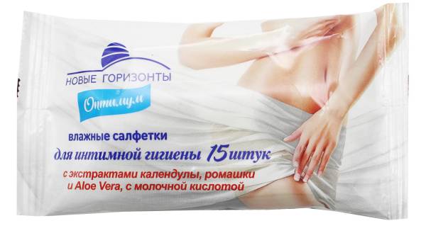 Изображение товара Салфетки влажные Optimum для интимной гигиены Новые Горизонты 15шт Салфетки влажные Optimum для интимной гигиены Новые Горизонты 15шт фотография