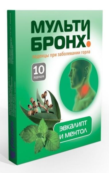 Изображение товара Мульти-бронх леденцы при заболеваниях горла эвкалипт с ментолом №10 Мульти-бронх леденцы при заболеваниях горла эвкалипт с ментолом №10 фотография